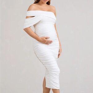 Maternity asymmetric midi dress in a UK8